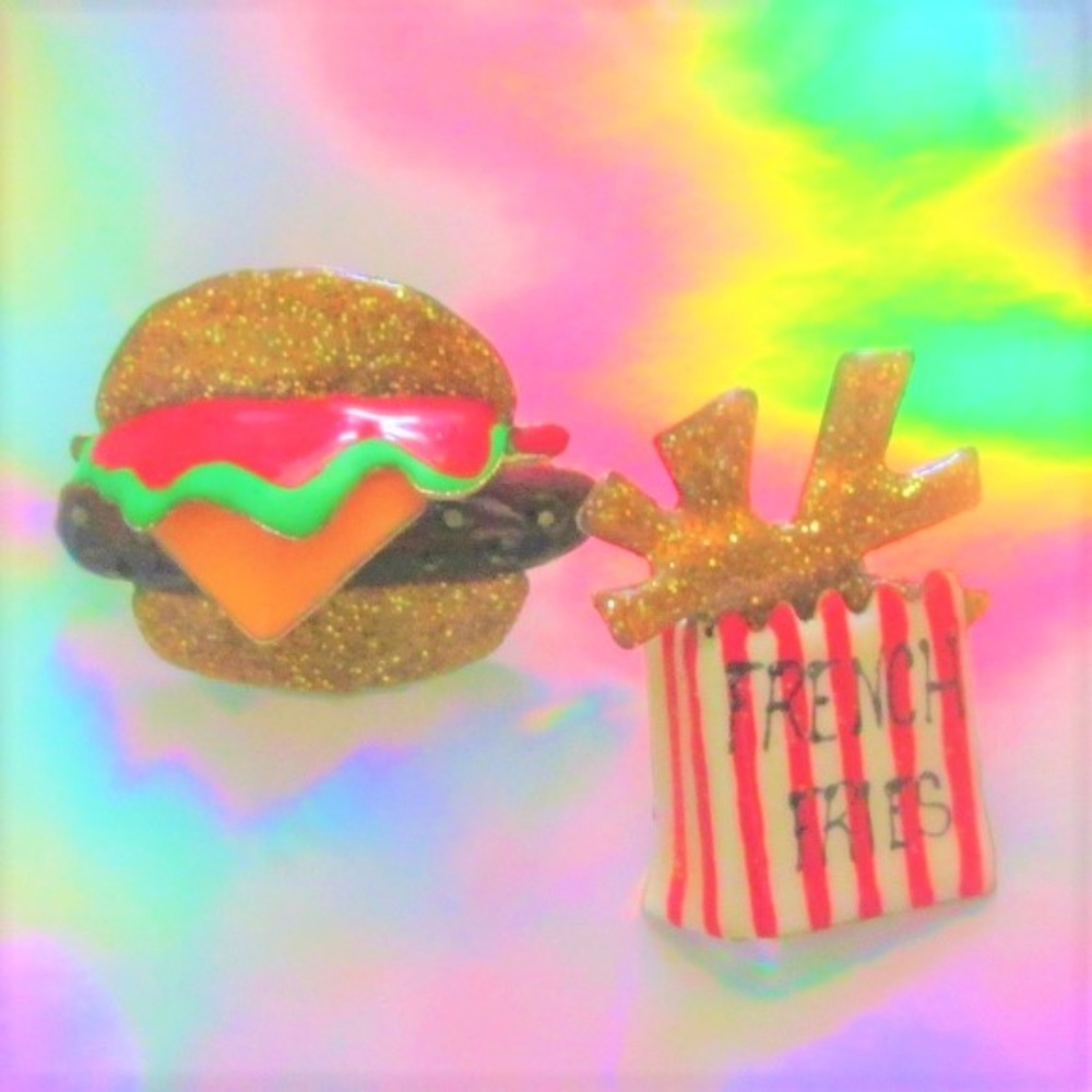 Lunch at The Ritz burger fries earrings jewelry